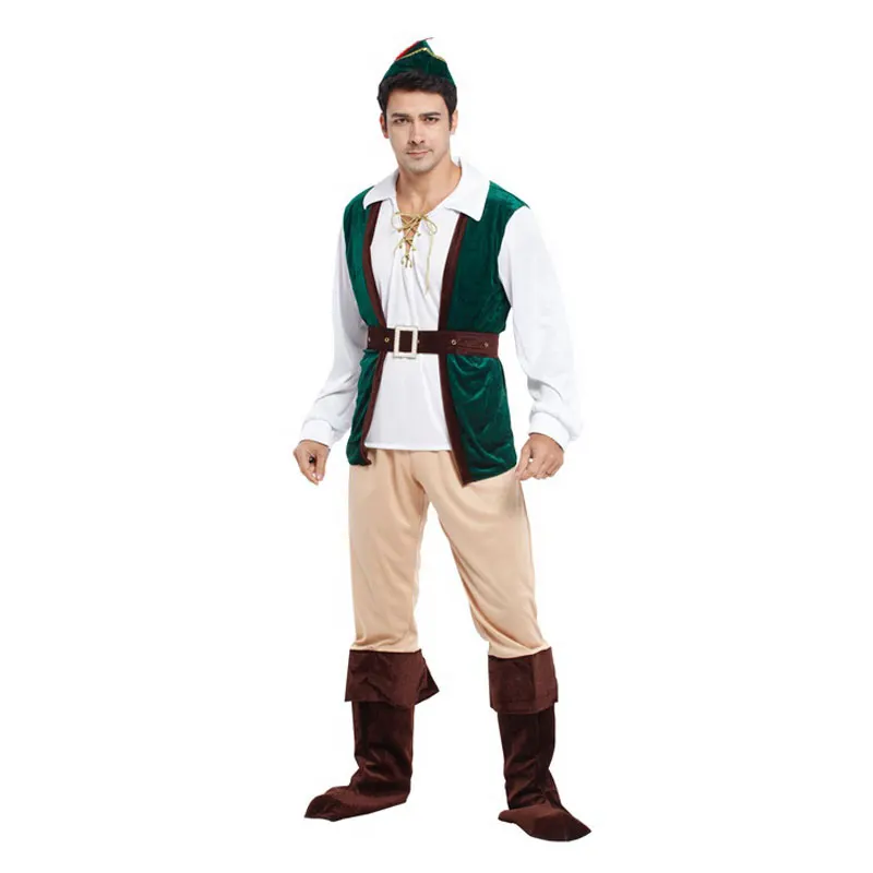 Adult Men Green Peter Pan Costume Halloween Purim Party Carnival Masquerade Cosplay Costumes Outfit | Тематическая одежда и