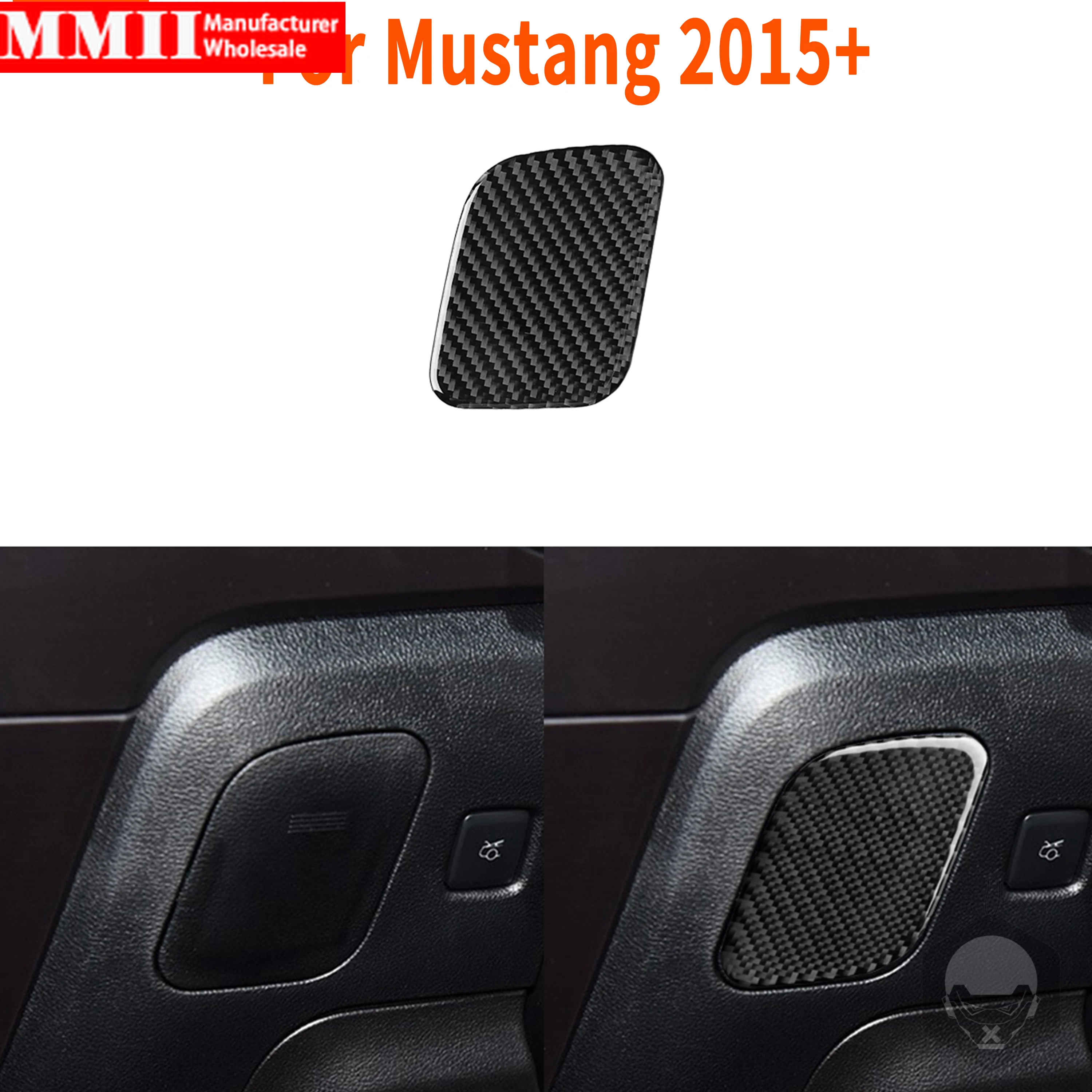 

MMII Car Driver Side Storage Box Handle Decoration Cover Carbon Fiber Sticker For Mustang GT 2015-2022 Car Interior Accessories