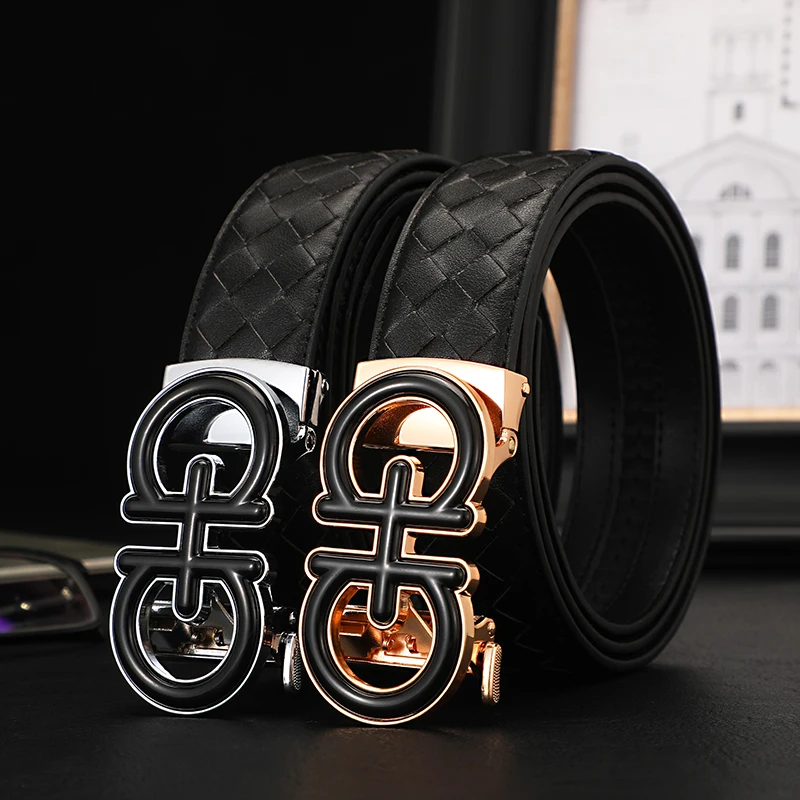 

Fashion Brand Korean Style Automatic Buckle Leather Belt Hand-woven Belt Body Is Full of Luxury 2021 New Listing