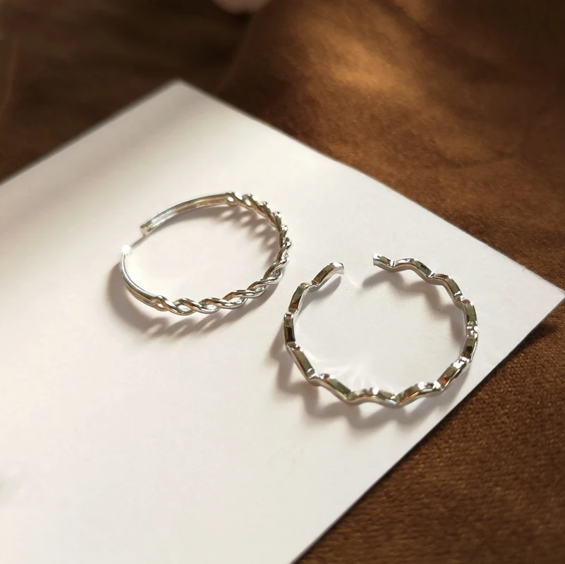 

2pcs Punk Twist Joint Ring Sets for Women Hiphop Minimalist Silver Color Geometric Open Rings Party Fashion Jewelry Gift