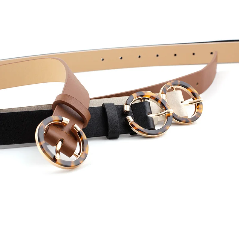 Женский ремень с леопардовым принтом янтарный круглый пряжкой новинка 2020 Модный