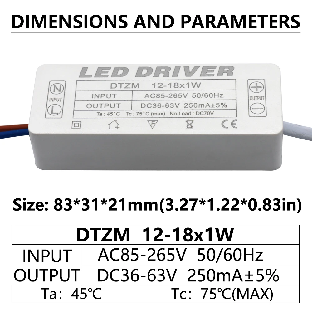 250mA LED Driver 1-3W 3-5W 4-7W 8-12W 12-18W 18-25W 25-36W Power Supply Unit Lighting Transformers DC For Lights DIY | Освещение