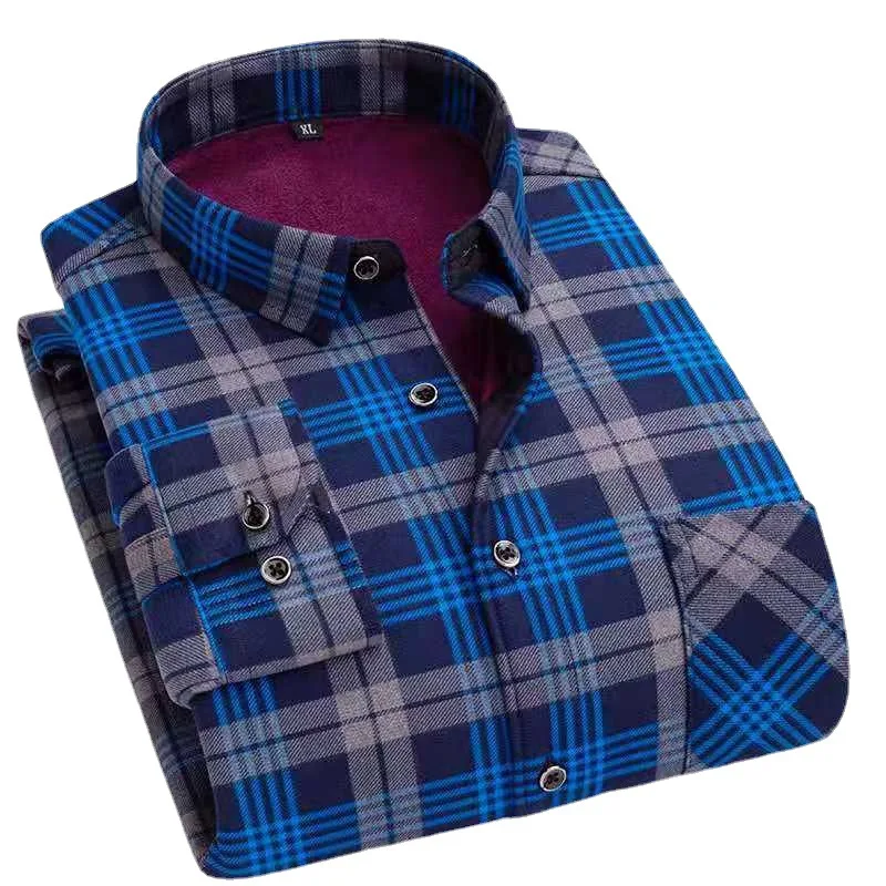 Мужская классическая двухсторонняя Флисовая теплая рубашка зимняя новая модная