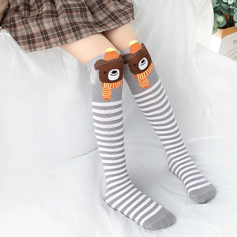 

3-8Kid Girl Lion Fox Monkey Thigh High Over The Knee Stockings Cotton Long Socks