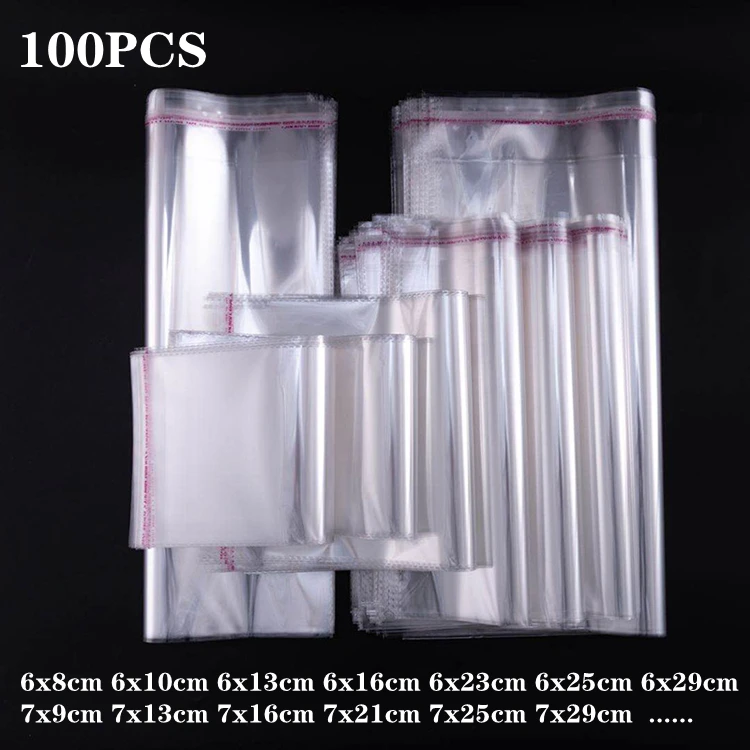 

100 pcs/transparent OPP self-adhesive bag for candy party gift jewelry packaging self-sealing glass small plastic paper bag
