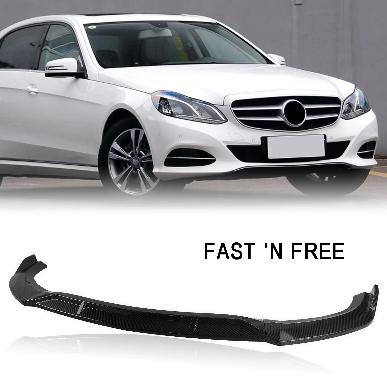 

Front Bumper Spoiler Lip For Mercedes Benz W212 2013-2015 M Sport Carbon Fiber Look E250 Car Lower Body Kit Splitter Guard Plate
