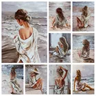 Алмазная живопись MomoArt, квадратный портрет, вышивка из страз, женщина, изображение 5D из страз год, мозаика у моря, подарок ручной работы