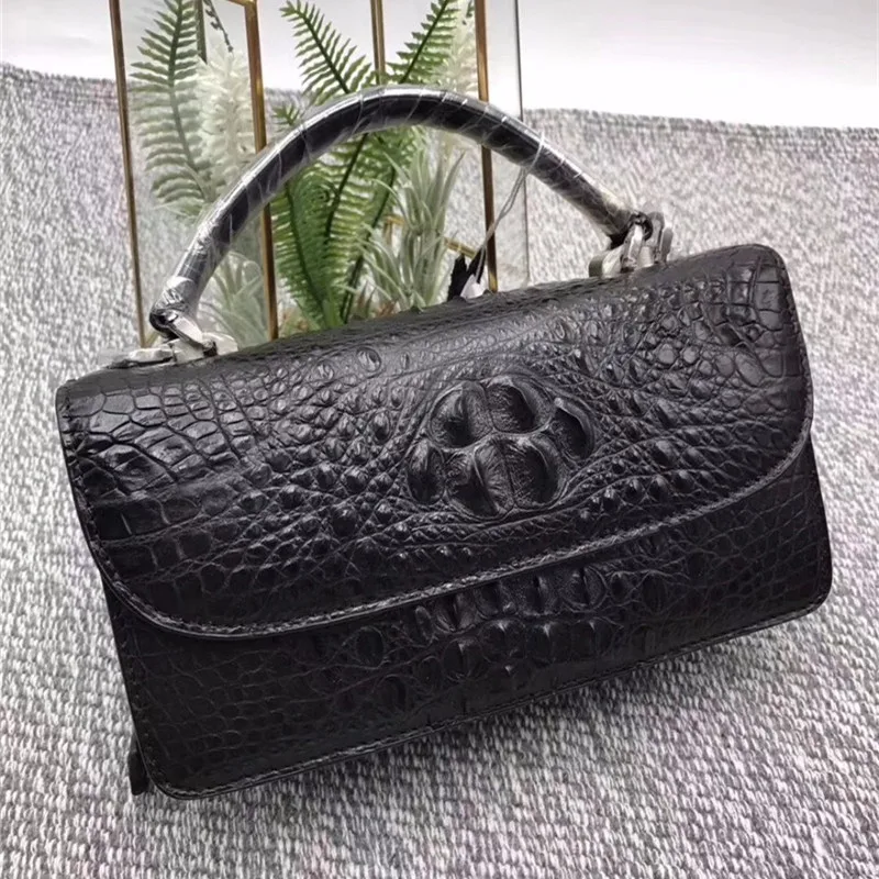 Сумка женская из крокодиловой кожи оранжевая | Багаж и сумки