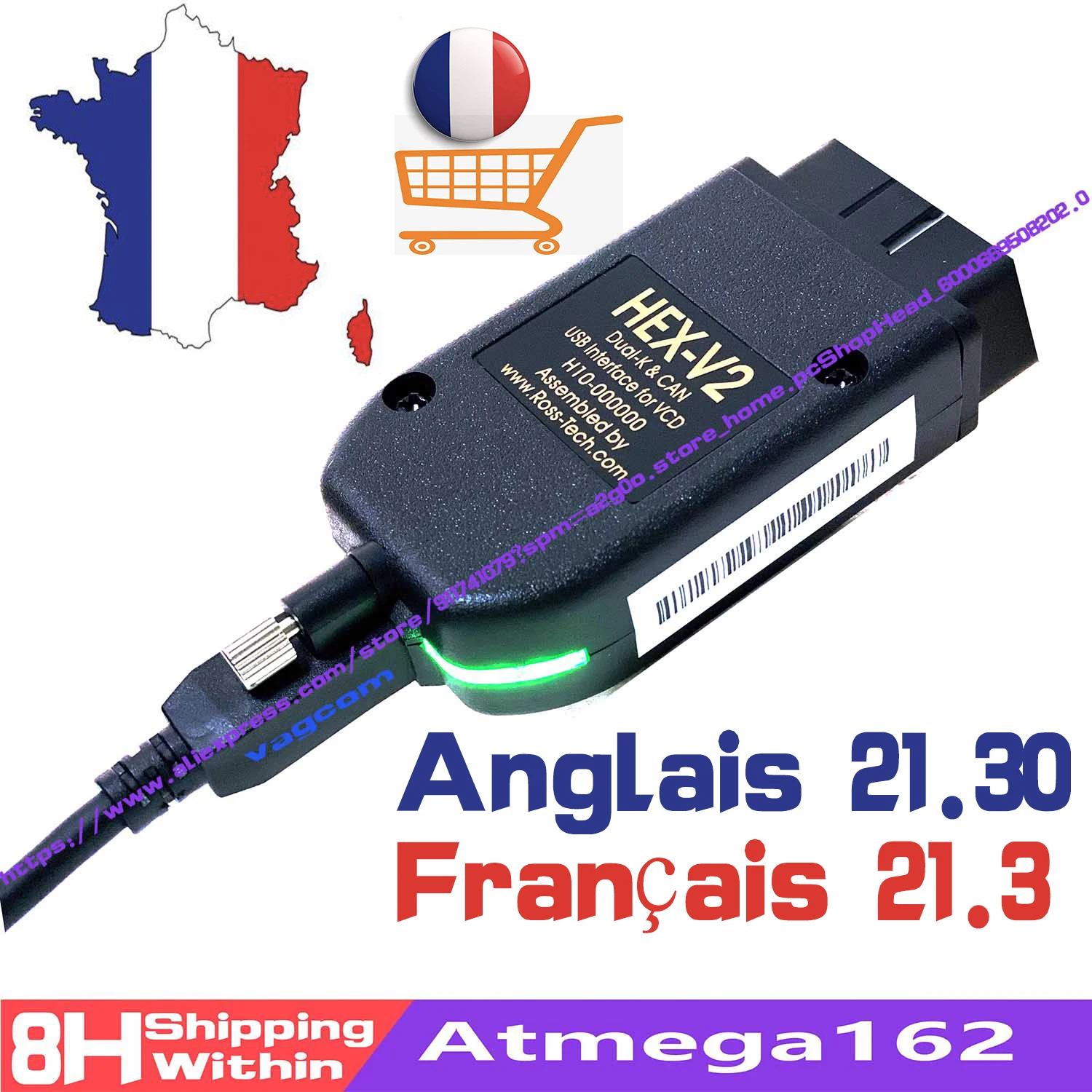 

2021 Newest VCDScan HEX V2 Interface VAG COM 20.12 VAGCOM 20.4.2 FOR VW AUDI Skoda Seat VAG 21.3 English French ATMEGA162