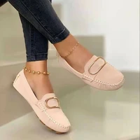 casual lazy women flat loafers flock faux suede sewing metal decor pointed toe rubber sole anti slip fashion 2021 ladies shoes