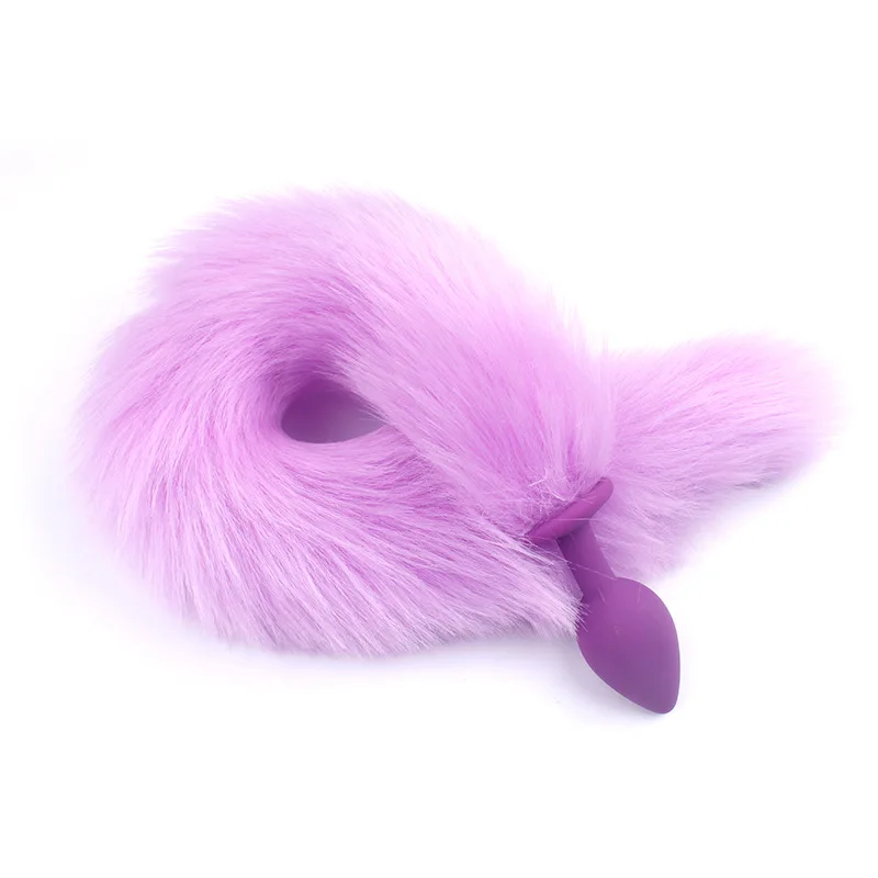 Silicone Purple Аниме Соблазнительные костюмы для косплея Анальная пробка хвост из нержавеющей стали Анальная пробка с хвостом лисы интимные товары для маскировки женщин - Цвет: Silicone Purple