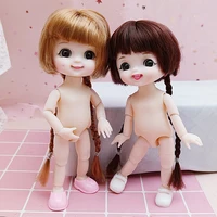 new 16cm bjd doll 112 13 joints braid short hair cute princess head and baby body shoes fashion dolls gift diy toys for girls