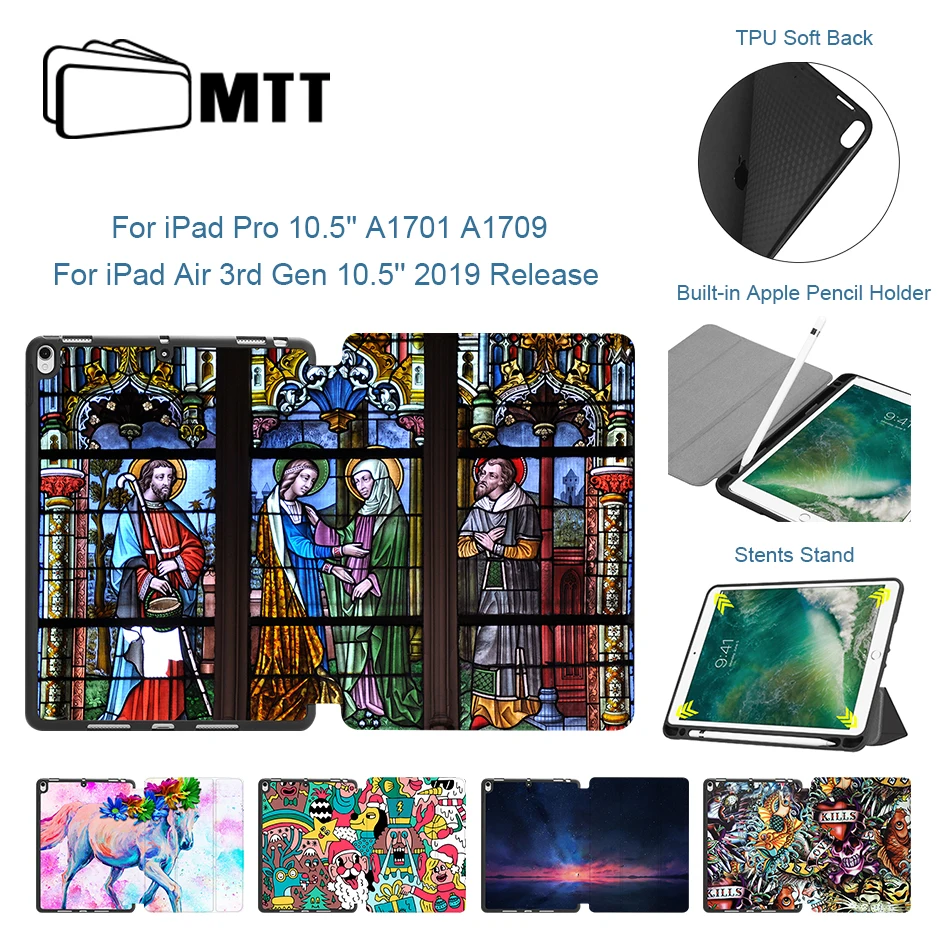 MTT Мягкий ТПУ чехол для задней панели для iPad Pro 10,5 ''Air 3rd Gen 10,5 дюймов из искусственной кожи откидной Чехол-подставка чехол для планшета с карандашом