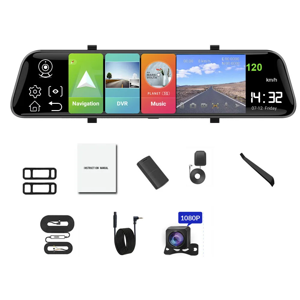 Автомобильный видеорегистратор HGDO 12 дюймов камера 4G ADAS Android 8 1 зеркало заднего
