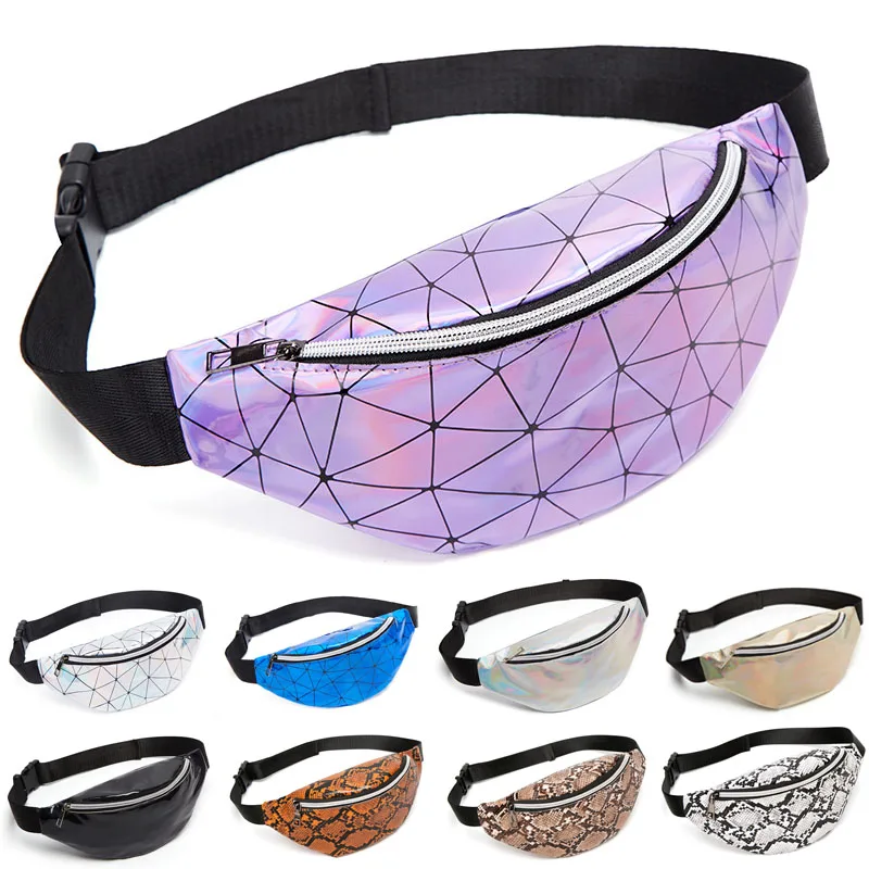 Поясная Сумка для путешествий с лазерными блестками и ромбовидным поясом