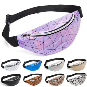 Поясная Сумка для путешествий с лазерными блестками и ромбовидным поясом, кожаная блестящая светящаяся поясная сумка для бега для девочек