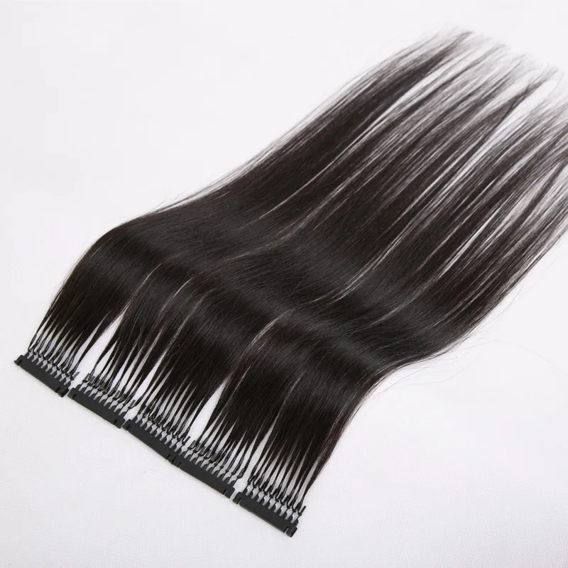 

5pcs/lot 40-70cm 6D Natural Black Virgin Hair Extension Human Hair Ever Beauty