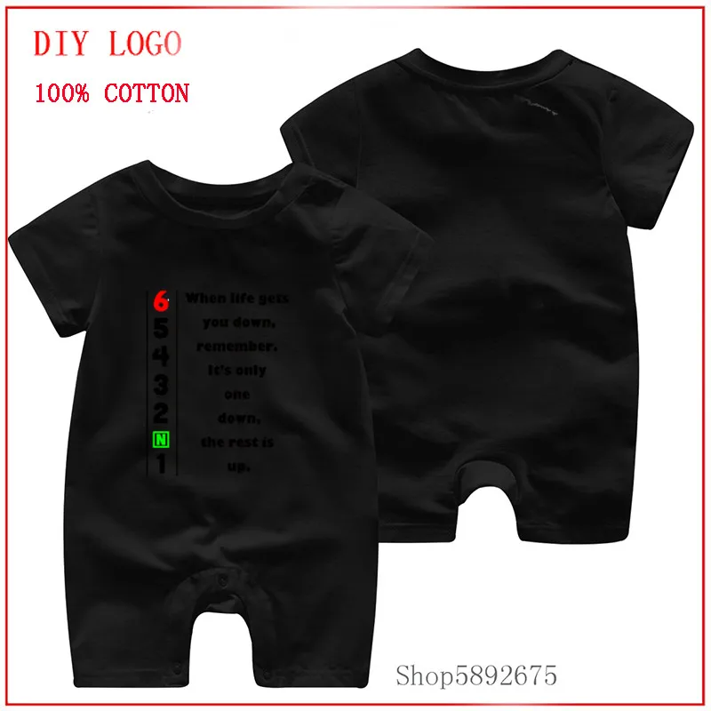 Printed with 1N23456 one down rest up black logo newly One-Piece 100% Pure cottons and comfortable clothes New born baby Rompers |