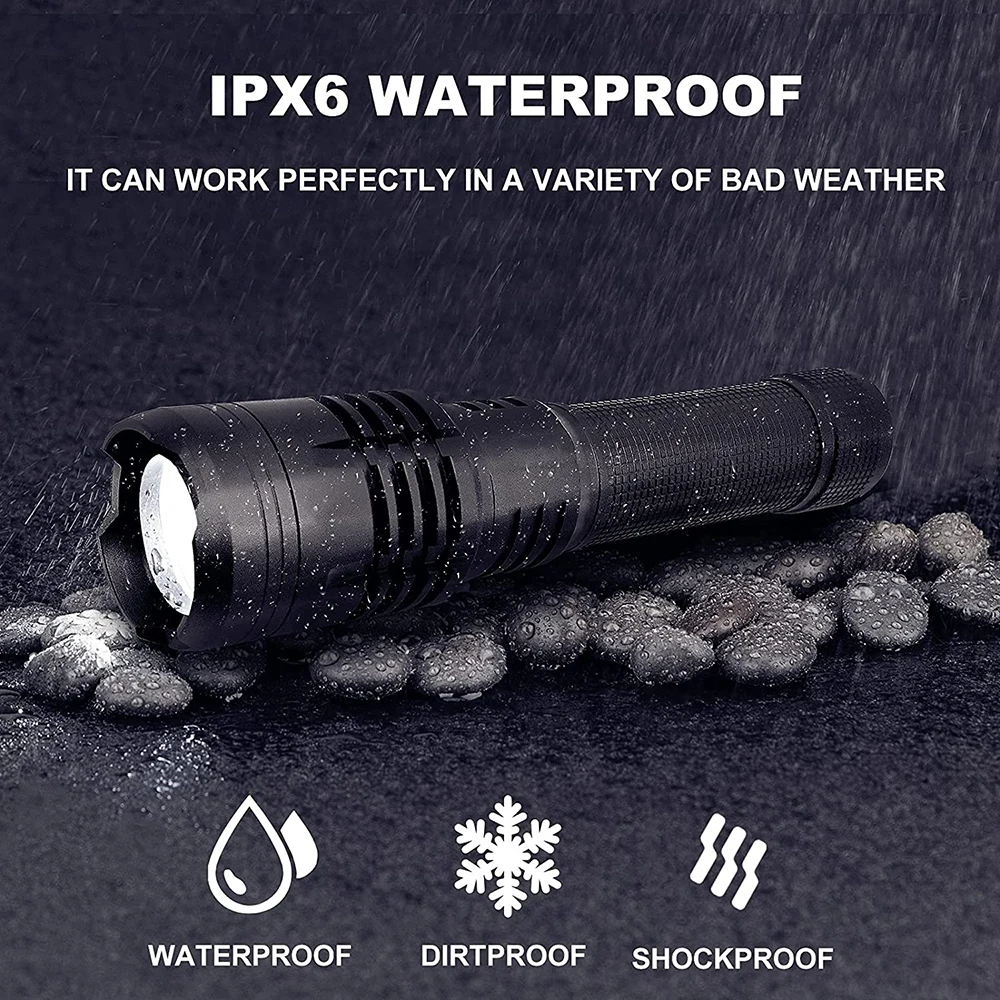 high powerful xhp160 led flashlight super bright zoomable tactical flashlight 18650 or 26650 battery usb rechargeable torch free global shipping