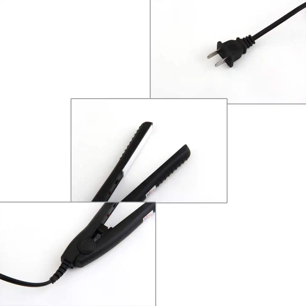 

Mini Travel Ceramic Hair Curl Straightener Flat Iron Perm Splint Perfect for Touch-ups Shorter Layers And Bangs