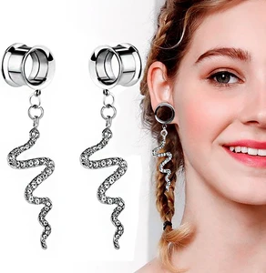 2 PC Goth Fashion Ear Plug Tunnels Snake Earrings Ear Piercing Expander Punk Body Jewelery Ear Gauge dilataciones oreja tunele