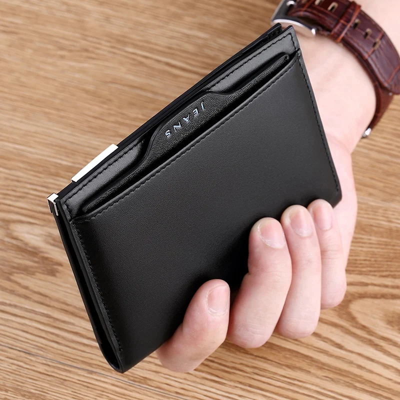 WILLIAMPOLO ultra thin leather wallet men's short fashionable multifunctional buckle clip detachable driver's license card cover