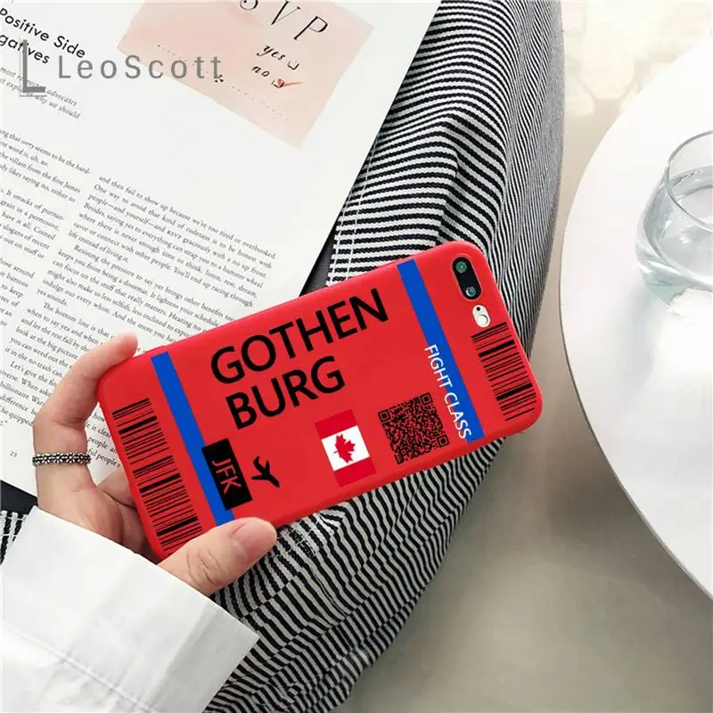 

Design cute first class ticket Phone Case Candy Color for iPhone 11 12 mini pro XS MAX 8 7 6 6S Plus X SE 2020 XR