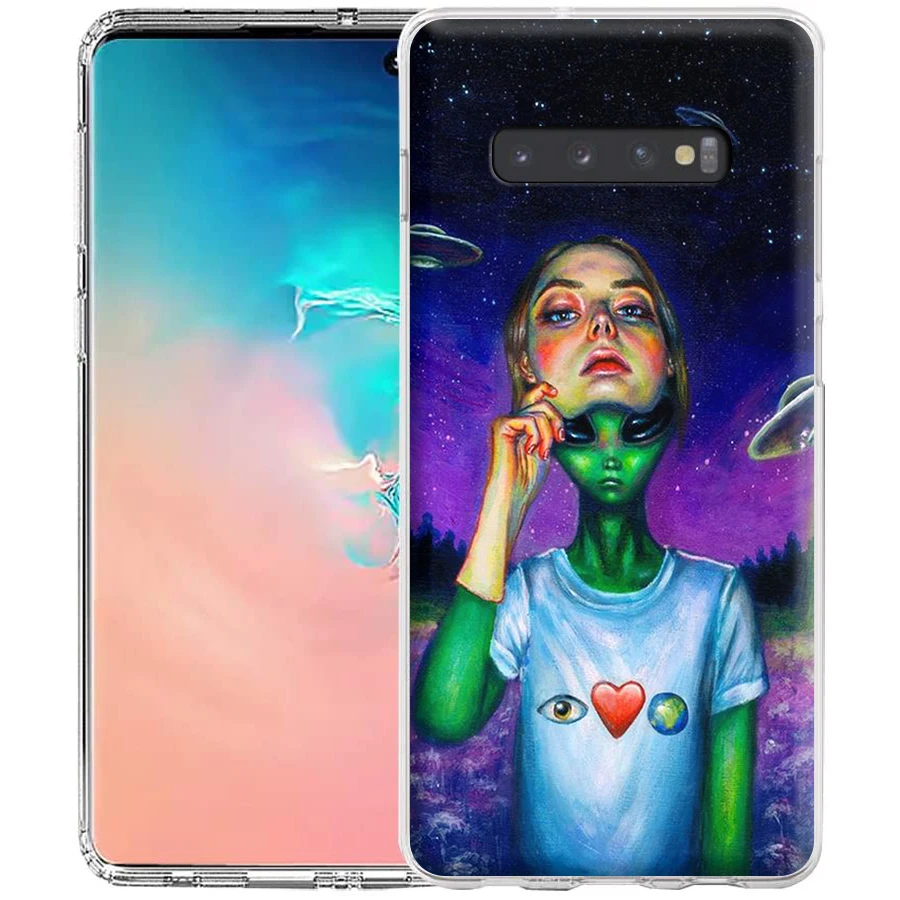 Силиконовый чехол Alien Art для Samsung Galaxy S20 Ultra S10 S10E S9 S8 S7 Note 10 9 8 Plus Edge | Мобильные