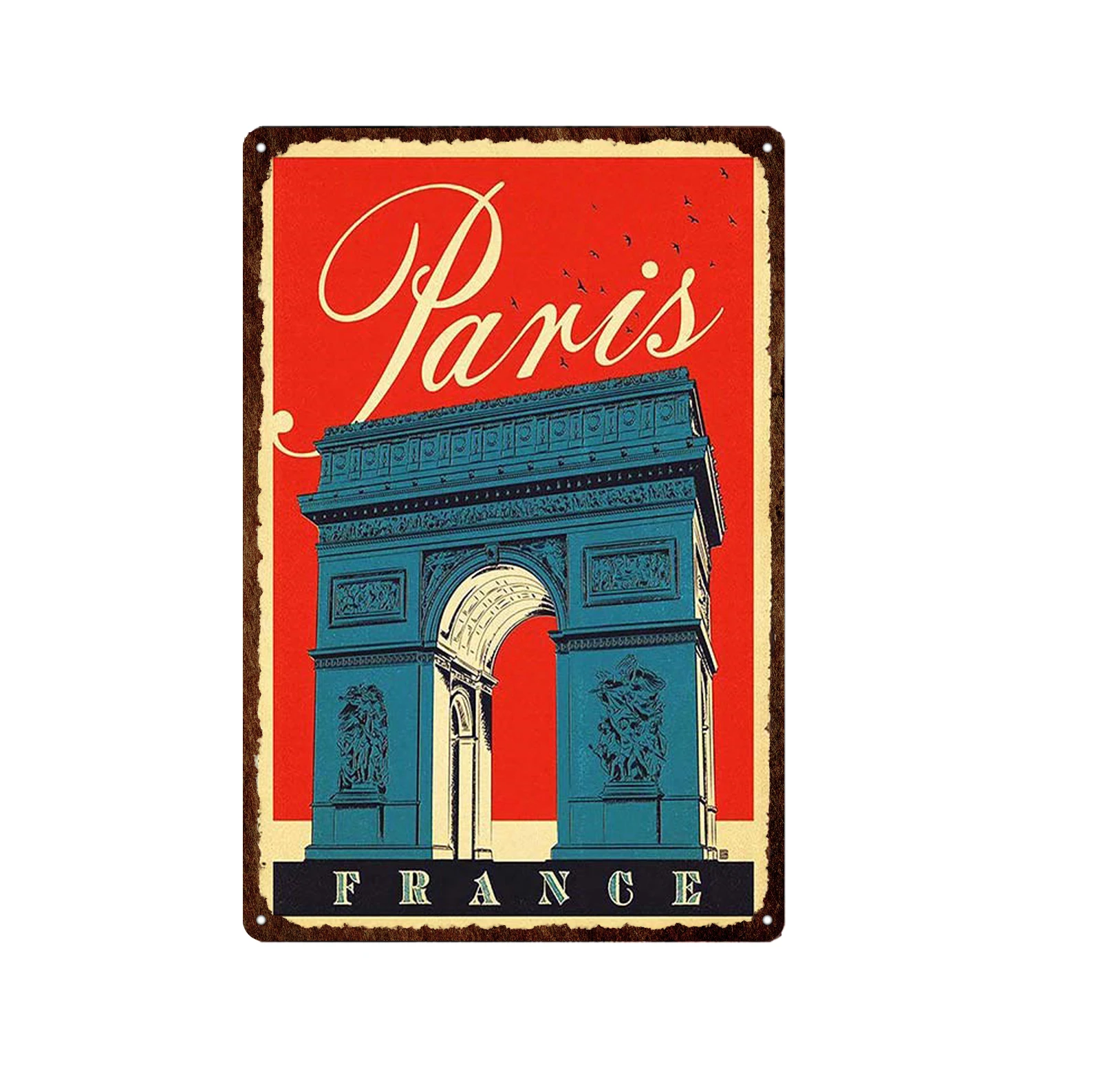 

World Famous City Tourism Rome Paris London Classic Architecture Retro Customizable Decorative Metal Plaque Tin Paint Tin Sign