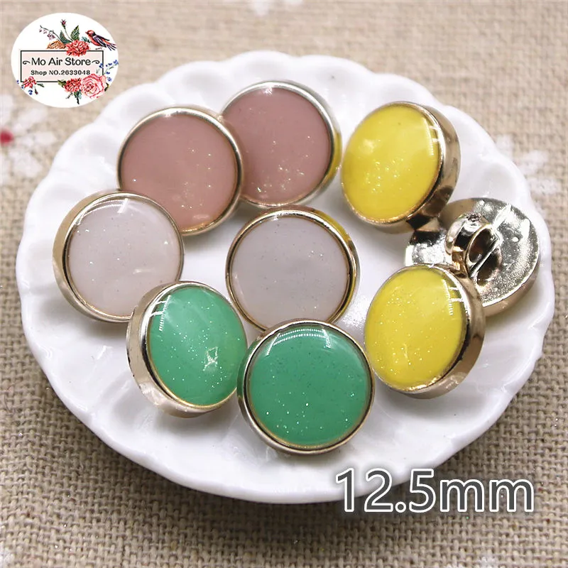 

12.5mm 50pcs Fashion shining multicolor plastic shank button for shirt,sewing button,garment accessories