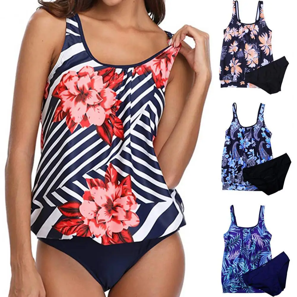 

2pcs Swimsuit Breathable Backless U-neck High Elasticity Padded Swimming Suit Bathing Suit Beachwear for Swimming Pool