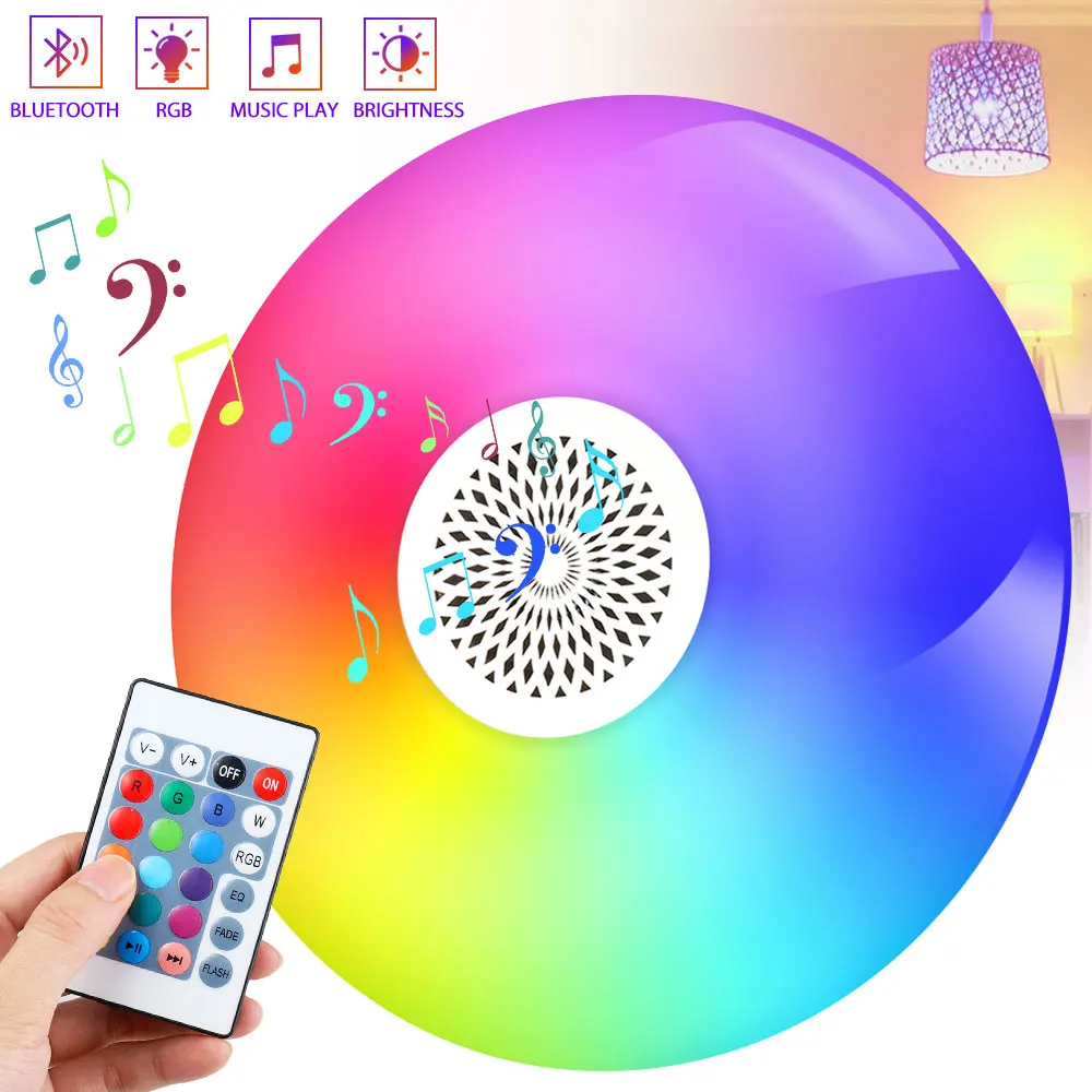 Умная RGB Светодиодная лампа Беспроводная Bluetooth колонка музыкальная для