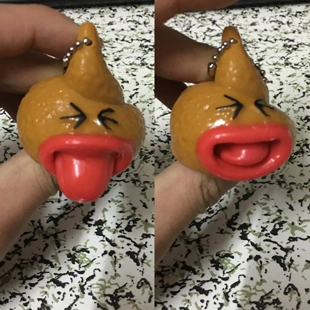 

80% HOT SALES!!! Creative Tongue Pooped Funny Anti Stress Squeezed Toy Prank Gift Key Chain Hanging