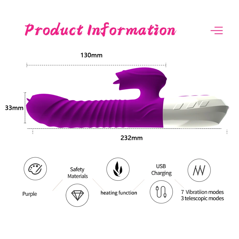 Двойной язык кунилингус вибратор Телескопический вращающийся фаллоимитатор