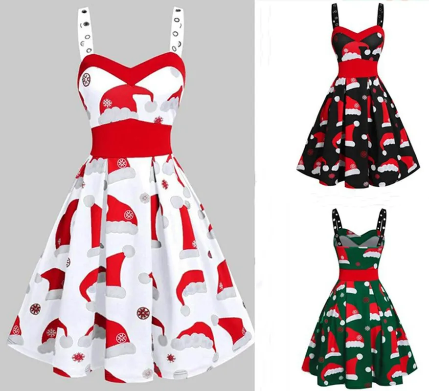 

Santa Christmas Vintage Swing Flare Dress Retro 50s Xmas Rockabilly Pin Up Party