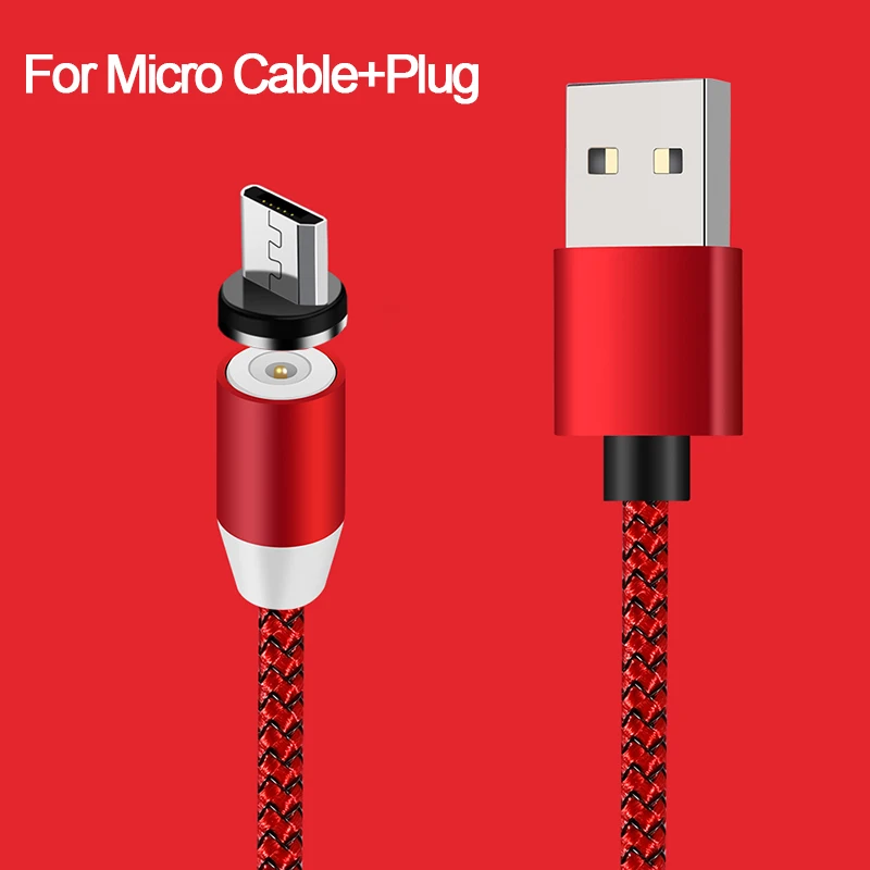 Red For Micro Магнитный кабель зарядное устройство Micro usb type C осветительный кабель 2A Быстрая зарядка USBC/type-C провод для iPhone samsung кабели для мобильных телефонов - Цвет: Red For Micro