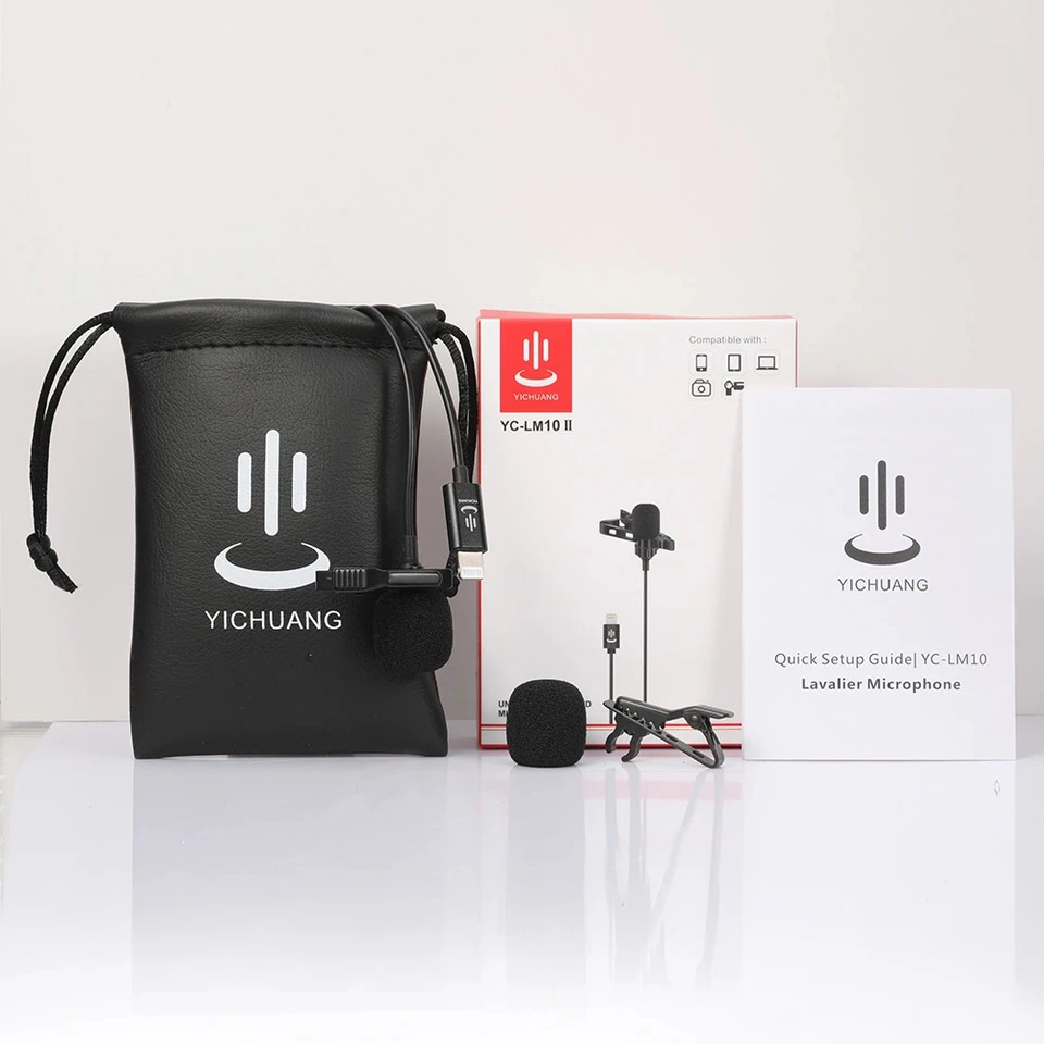 Портативный мини микрофон YC LM10 II конденсаторный петличный с креплением на