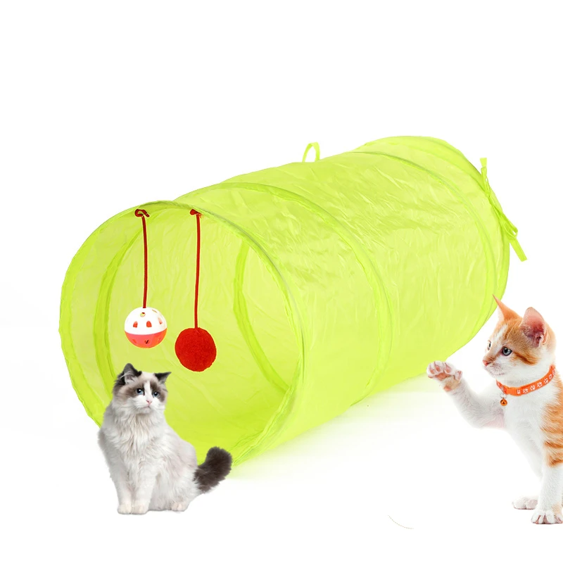 

Collapsible 2-Way Pet Cat Tunnel Peek Hole Funny Bell Dangling Fluffy Ball Interactive Maze House Toy Rabbit Kitten Puppy Pig