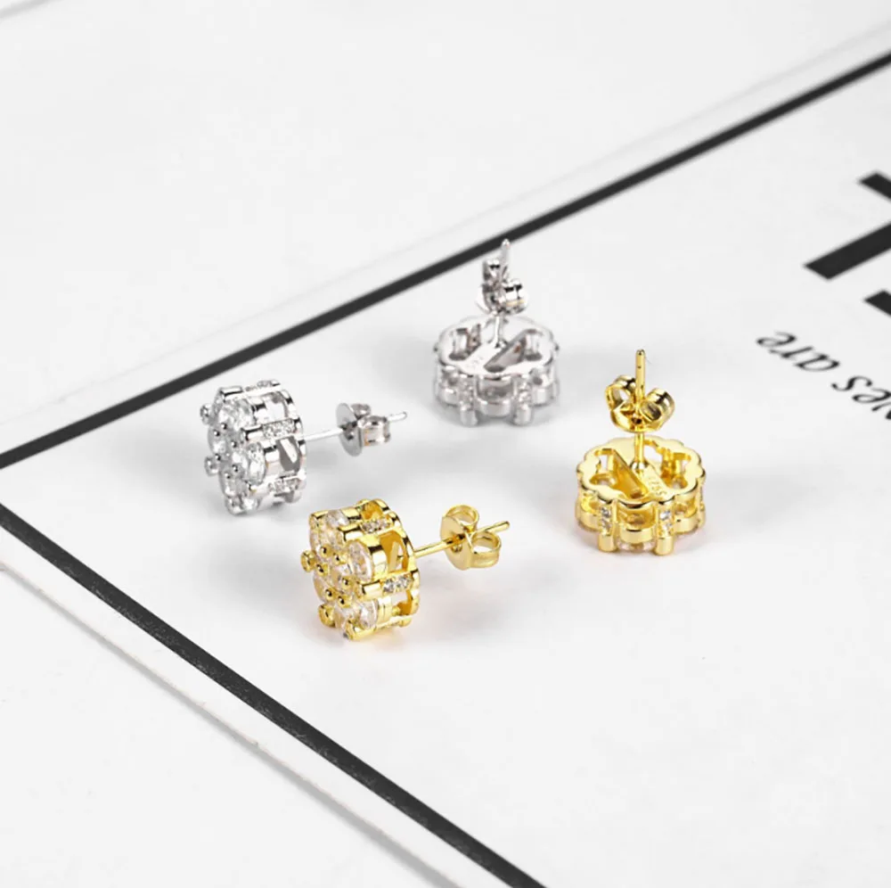 Новое поступление серьги-гвоздики в форме цветка серьги со снежинками