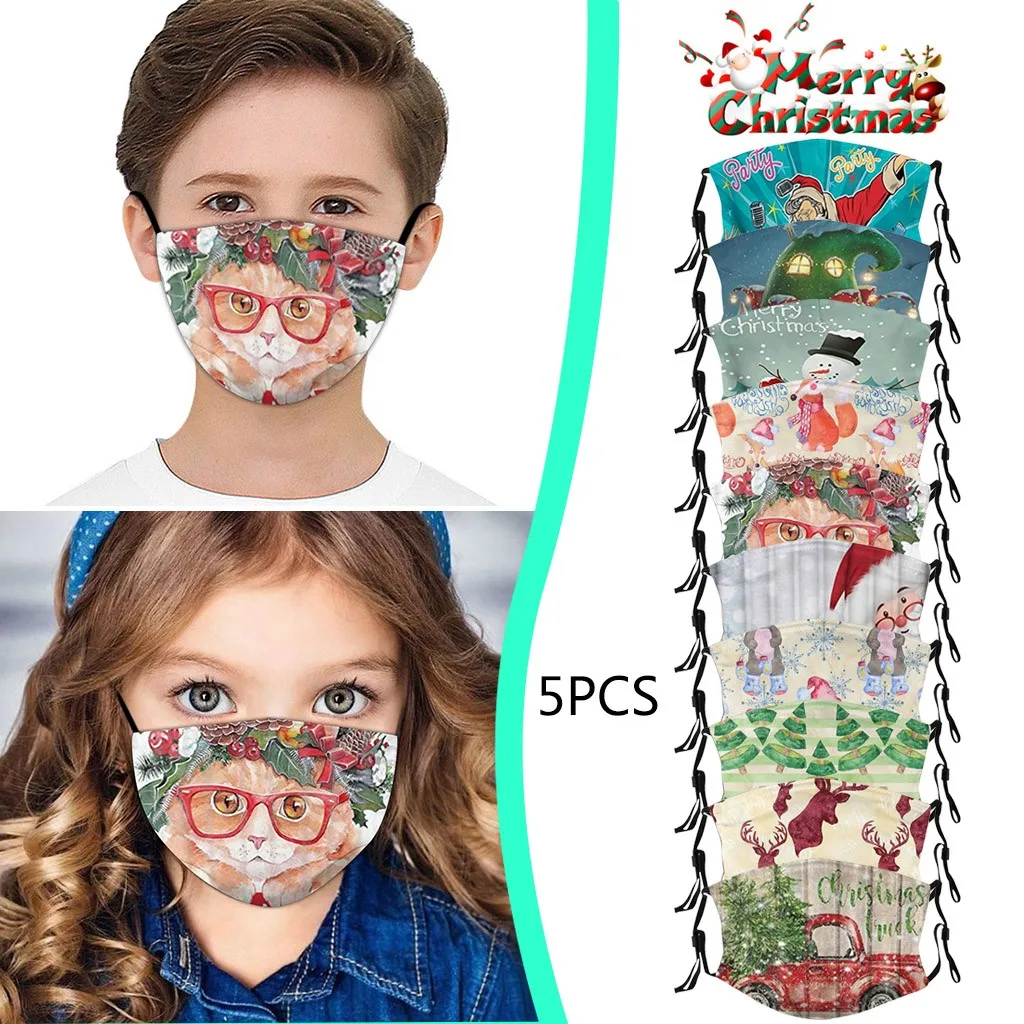  5 шт. в партии детская Рождественская одежда маска ветрозащитный туманный туман