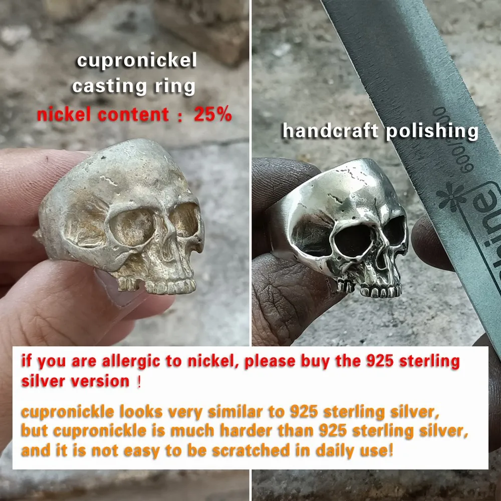 LINSION Cupronickel огромное кольцо с черепом мужские байкерские Рок Панк ювелирные