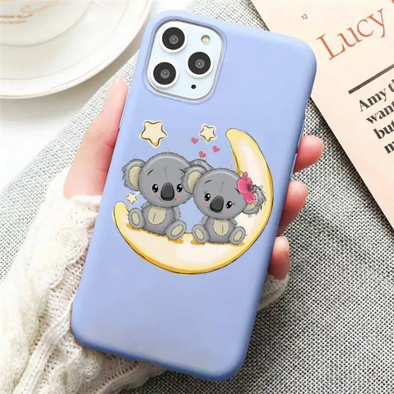 

koala bear Animal cartoon cute Phone Case Candy Color for iPhone 6 7 8 11 12 s mini pro X XS XR MAX Plus