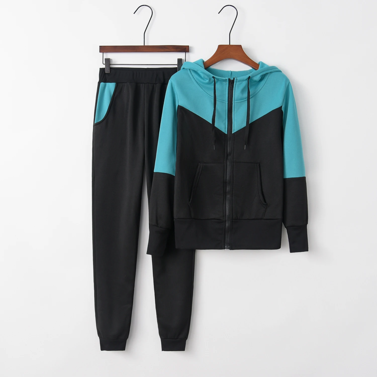 

AIBEILING New fashion stitching casual sports Hoodie set