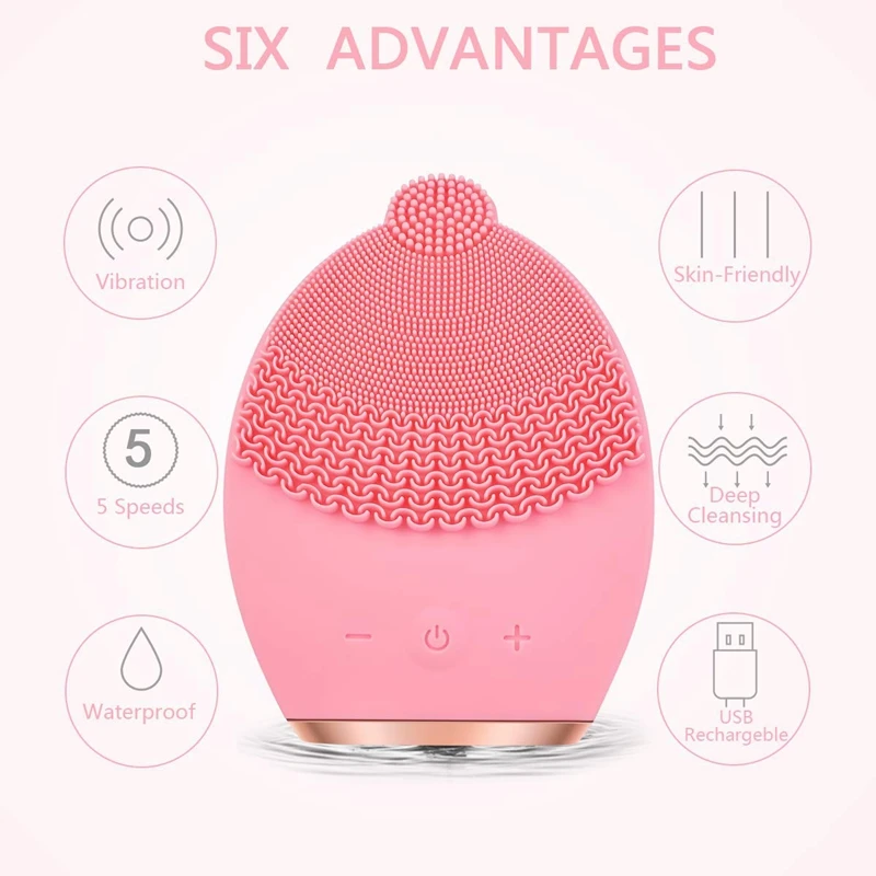 Очищающая щетка перезаряжаемая силиконовая кисть для лица массажер