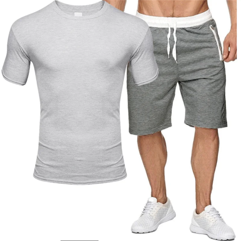 

Футболка и шорты мужские с коротким рукавом, комплект из 2 предметов, спортивная одежда для бега в стиле Харадзюку, лето