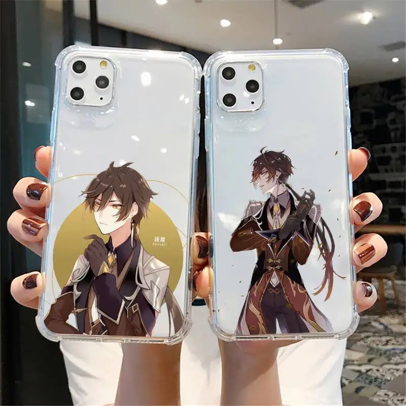 

zhongli genshin impact Phone Case For iPhone X XS MAX 6 6s 7 7plus 8 8Plus 5 5S SE 2020 XR 11 11pro max Clear funda Cover