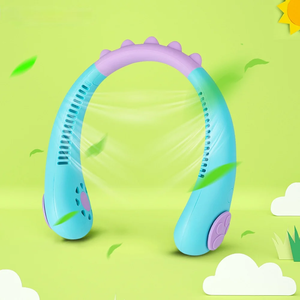 Детский беслопастный вентилятор на шею перезаряжаемый портативный спортивный