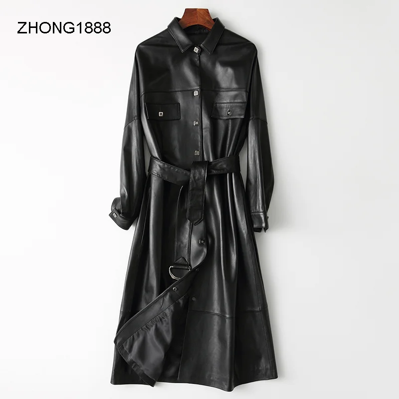 

coat Leather for leather Women 2020 spring long coat sheepskin slim coat T