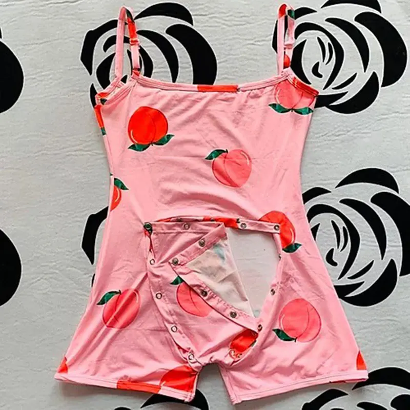 Пижама комбинезон Женская пикантная одежда для сна нижнее белье с откидной