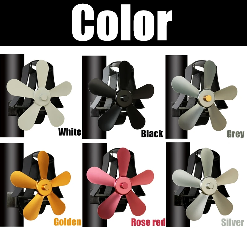 

1100RPM Wall Mounte 5 Blade Heat Fireplace Fan Stove Fan Powered Stove Fan Wood Burner Eco Friendly Quiet Fan Distribution Heat